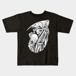 Grim Reaper Death Shirt Black and White Kids T-Shirt